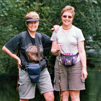 Chris and Liz on a rock in a river!