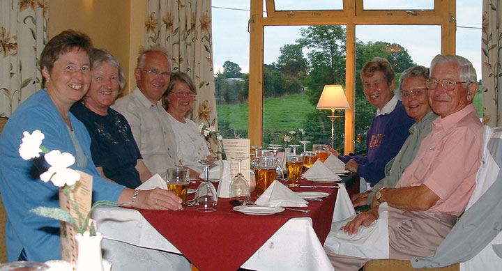 Eating again! Liz, Gill, Dick (Gill's Brother), Sue, (Dick's wife), Chris, Bobs and Phil