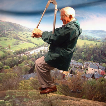 Phil has a go at indoor hang gliding